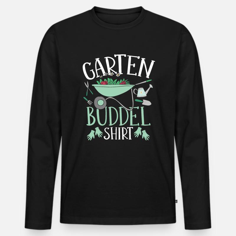 Offizielles Garten Buddelshirt - Männer Premium Bio Langarmshirt - Schwarz
