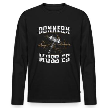 Donnern Muss Es Wikinger Kriegerin Walküre Odin - Männer Premium Bio Langarmshirt - Schwarz - Vorne - Nico (187cm)