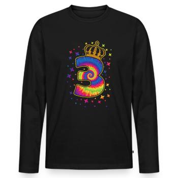 Tie-dye 3rd birthday party 3 years old - Men's Premium Organic Long Sleeve Shirt - black - Front - Nico (187cm)