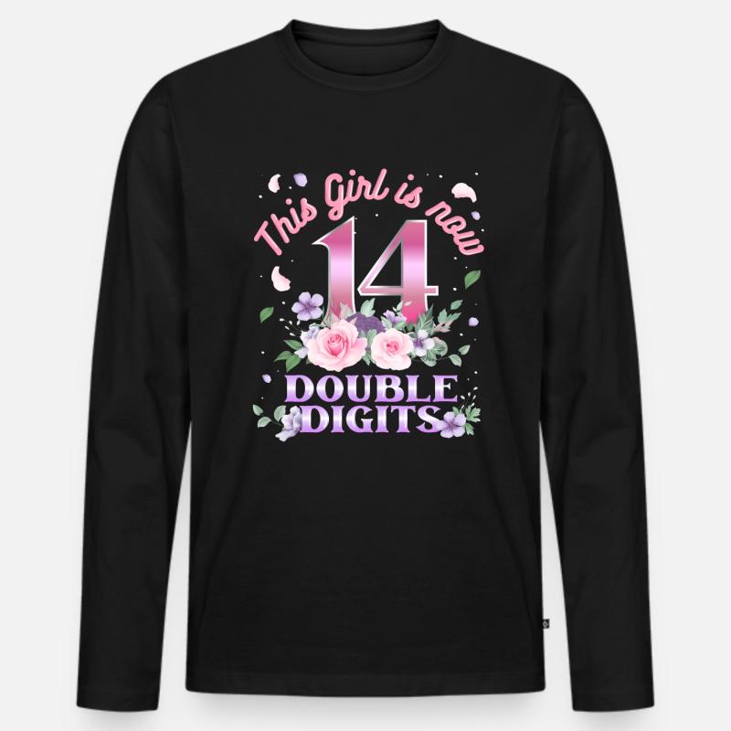 Dieses Mädchen Ist Jetzt 14 Double Digits 14. - Männer Premium Bio Langarmshirt - Schwarz