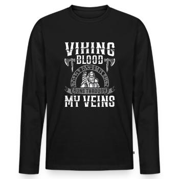 Viking Blood runs through my veins Us - Men's Premium Organic Long Sleeve Shirt - black - Front - Nico (187cm)