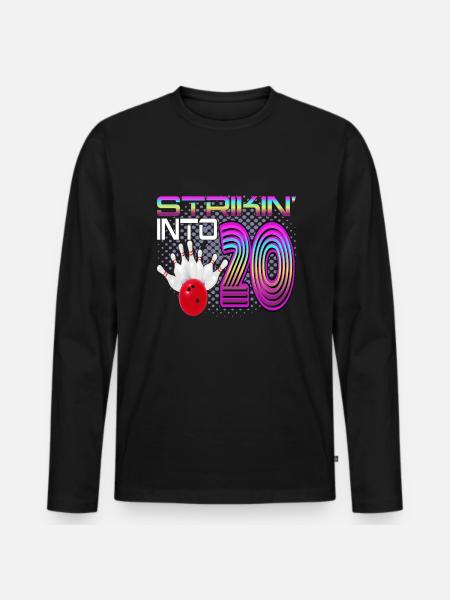 Striking Into 20 Bowling Bowler 20th Birthday - Men's Premium Organic Long Sleeve Shirt - black