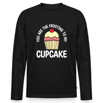 Tu es le glaçage de mon cupcake | - T-shirt manches longues Premium bio Homme - noir - Devant - Nico (187cm)