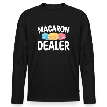 Macaron Dealer | Bake Tshirt | Pastry lovers - Men's Premium Organic Long Sleeve Shirt - black - Front - Nico (187cm)