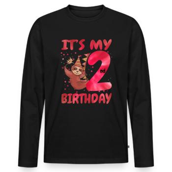 2nd Birthday Cute Sloth Party Hut Themed Birthday - Männer Premium Bio Langarmshirt - Schwarz - Vorne - Nico (187cm)