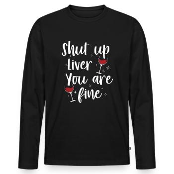 Tais-toi foie tu vas bien | Buveur de Bourbon - T-shirt manches longues Premium bio Homme - noir - Devant - Nico (187cm)