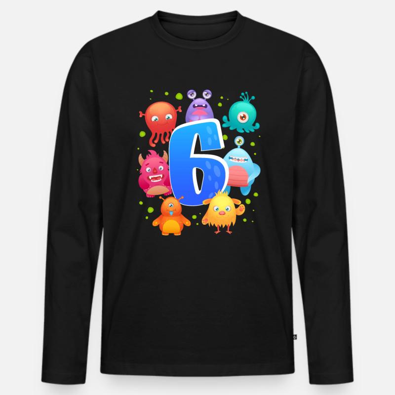6. Geburtstag | Monster Geburtstag | Monster - Männer Premium Bio Langarmshirt - Schwarz