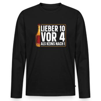 MIEUX VAUT 10 AVANT 4 QUE RIEN APRÈS 1 amateur de bière - T-shirt manches longues Premium bio Homme - noir - Devant - Nico (187cm)