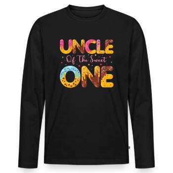 Onkel Der Süßen Bestreut Köstlichen Krapfen - Männer Premium Bio Langarmshirt - Schwarz - Vorne - Nico (187cm)