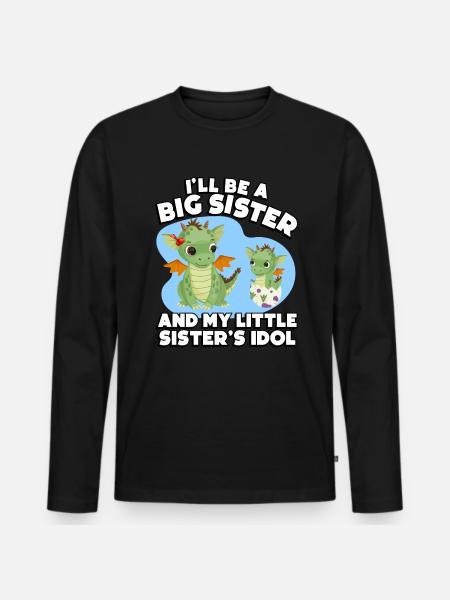 Jeg skal være storesøster og idolet - Premium økologisk langærmet T-shirt til mænd - sort