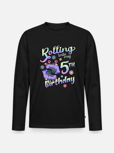 Rolling Into My 5th Birthday Quad Skater - Men's Premium Organic Long Sleeve Shirt - black