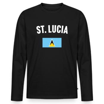 St Lucia Flag - Men's Premium Organic Long Sleeve Shirt - black - Front - Nico (187cm)