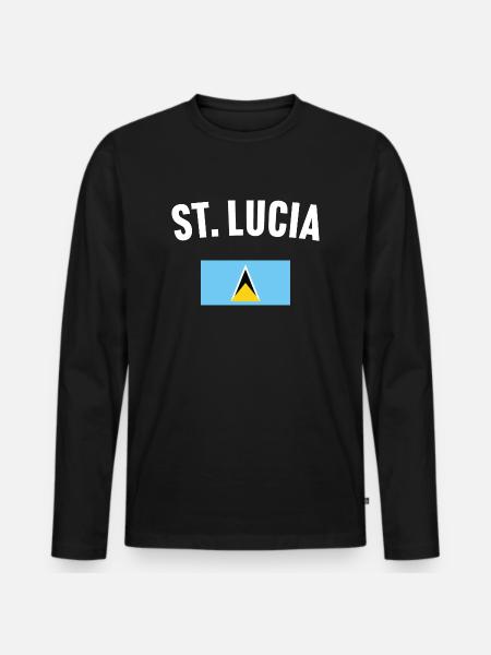 St Lucia Flag - Men's Premium Organic Long Sleeve Shirt - black