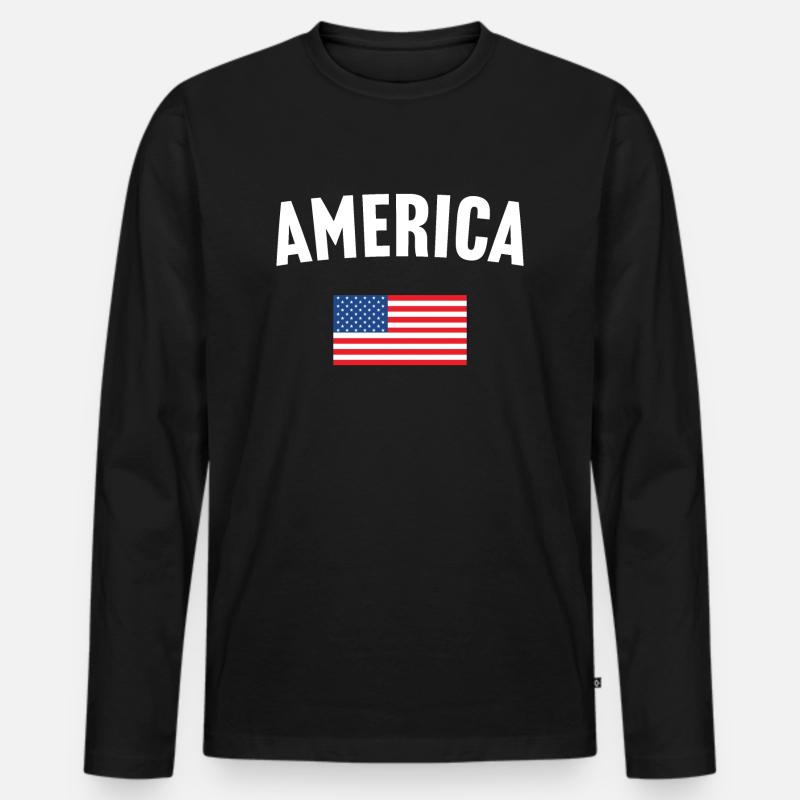 Amerika Flagge - Männer Premium Bio Langarmshirt - Schwarz