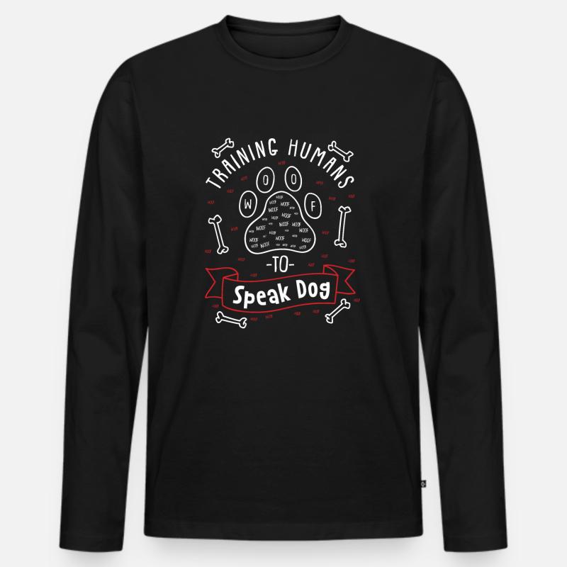 Hundetrainer Geschenk - Menschen trainieren - Männer Premium Bio Langarmshirt - Schwarz