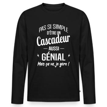 Cascadeur - T-shirt manches longues Premium bio Homme - noir - Devant - Nico (187cm)