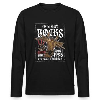 1996 Vintage Drum Drummer Anniversaire - T-shirt manches longues Premium bio Homme - noir - Devant - Nico (187cm)