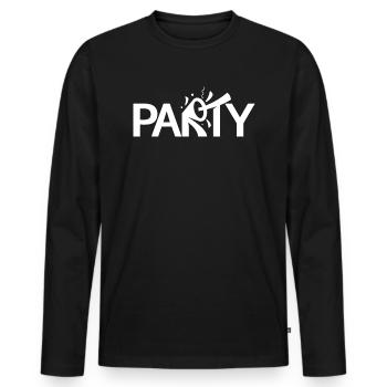 Party - Männer Premium Bio Langarmshirt - Schwarz - Vorne - Nico (187cm)