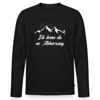 Lustiges Wander Fun T-Shirt - Die Abkürzung - Männer Premium Bio Langarmshirt - Schwarz - Vorne - Nico (187cm)