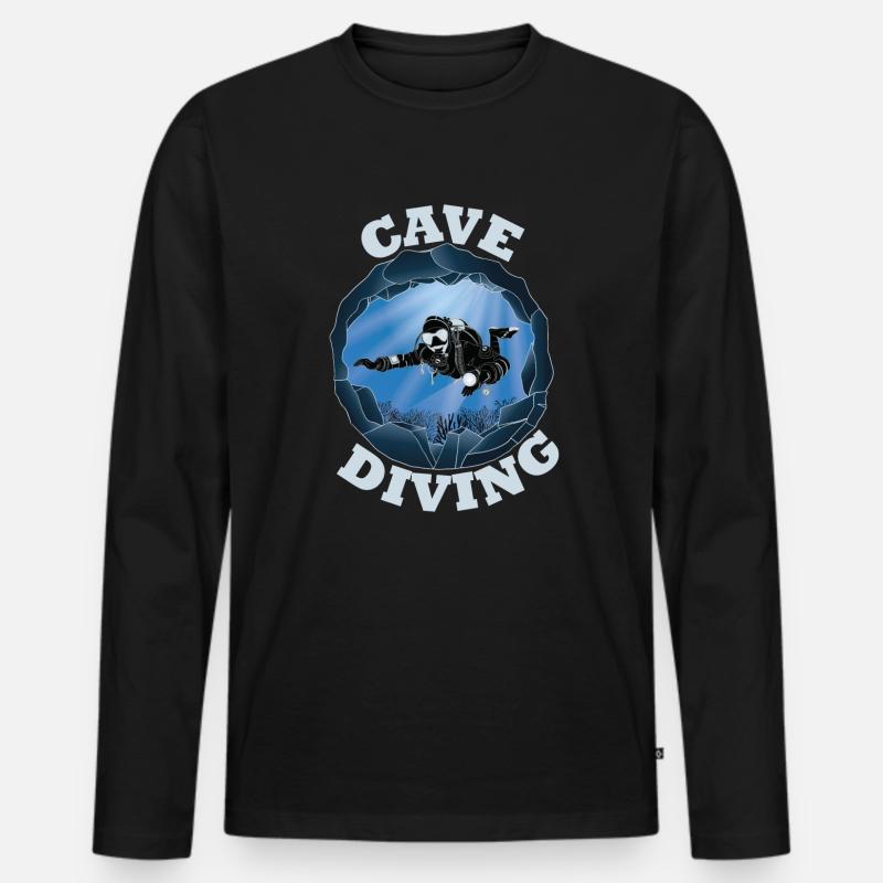 Höhlentauchen - Unterwassertaucher - Männer Premium Bio Langarmshirt - Schwarz