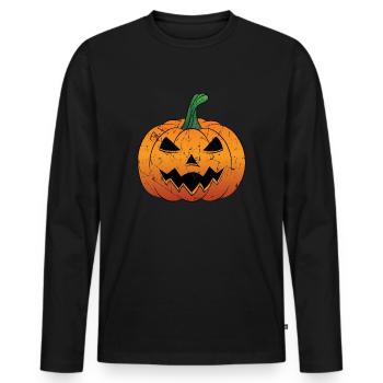 Pumpkin Jack-O-Lantern Halloween Spooky Season - Men's Premium Organic Long Sleeve Shirt - black - Front - Nico (187cm)