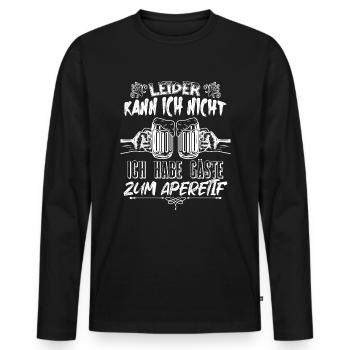 Leider kann ich nicht ich habe gäste zum aperetif - Männer Premium Bio Langarmshirt - Schwarz - Vorne - Nico (187cm)