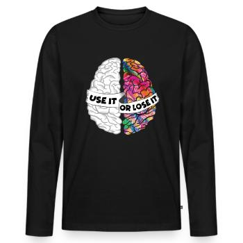Utilisez-le ou perdez-le - Cerveau créatif analytique - T-shirt manches longues Premium bio Homme - noir - Devant - Nico (187cm)