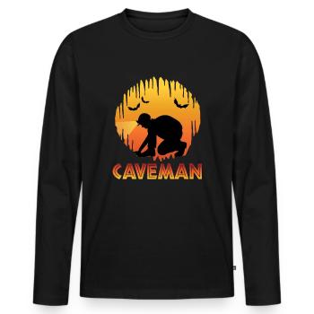 Caveman - Caving - Cave Explorer Speleology - Men's Premium Organic Long Sleeve Shirt - black - Front - Nico (187cm)