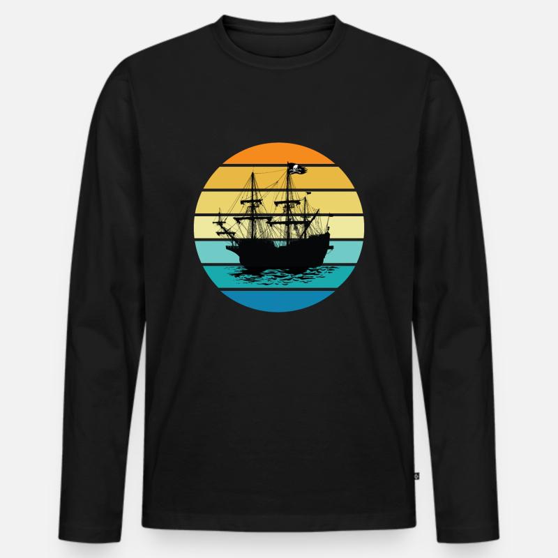 Piratenschiff - Männer Premium Bio Langarmshirt - Schwarz