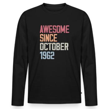 Bogosse geboren im Oktober 1962 - Fête d'anniversair - Männer Premium Bio Langarmshirt - Schwarz - Vorne - Nico (187cm)