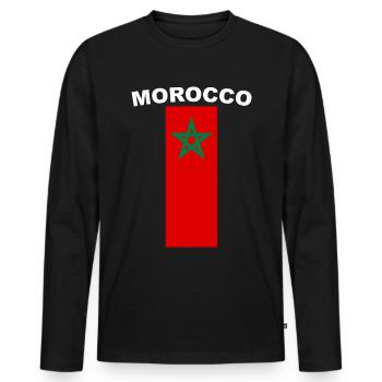 Marokko AlMaghrib Marokkanische Flagge - Männer Premium Bio Langarmshirt - Schwarz - Vorne - Nico (187cm)