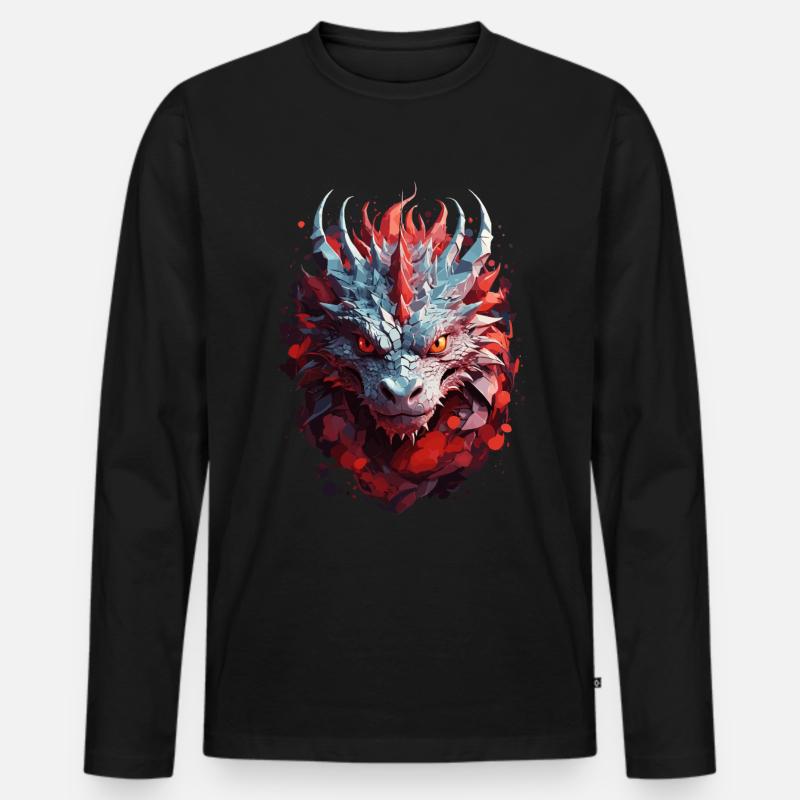 Düsterer Drache - Schattenwelten - Männer Premium Bio Langarmshirt - Schwarz