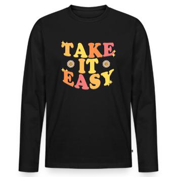 Take It Easy - Men's Premium Organic Long Sleeve Shirt - black - Front - Nico (187cm)