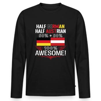 Mi-allemand, mi-autrichien - T-shirt manches longues Premium bio Homme - noir - Devant - Nico (187cm)