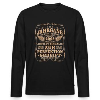 Millésime 2005 Born Anniversaire Cadeau rétro - T-shirt manches longues Premium bio Homme - noir - Devant - Nico (187cm)