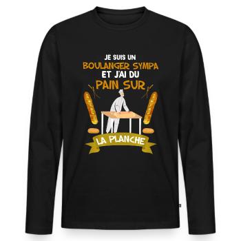 Pour mon Boulanger qui a du pain sur la planche - T-shirt manches longues Premium bio Homme - noir - Devant - Nico (187cm)