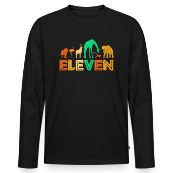 11. Geburtstag Dschungel Tiere Afrika 11 Jahre - Männer Premium Bio Langarmshirt - Schwarz - Vorne - Nico (187cm)