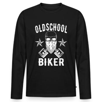 Biker Old School - Männer Premium Bio Langarmshirt - Schwarz - Vorne - Nico (187cm)
