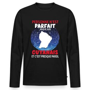 Guyanais Parfait Humour Guyane Idée Cadeau Homme - T-shirt manches longues Premium bio Homme - noir - Devant - Nico (187cm)