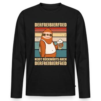 Faultier Spruch Bier Derfreibierfred Party Saufen - Männer Premium Bio Langarmshirt - Schwarz - Vorne - Nico (187cm)