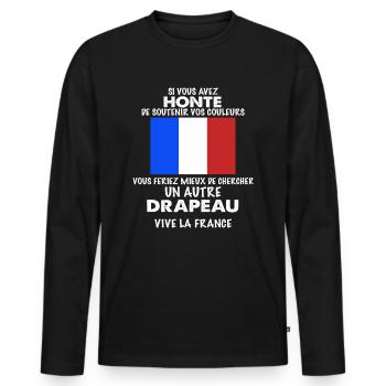 Vive La France - T-shirt manches longues Premium bio Homme - noir - Devant - Nico (187cm)