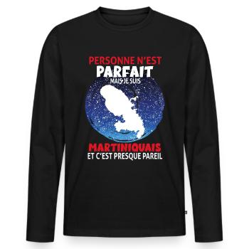 Le Martiniquais Parfait Existe Humour Martinique - T-shirt manches longues Premium bio Homme - noir - Devant - Nico (187cm)