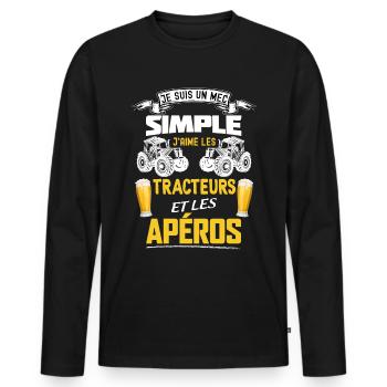 Le Plaisir D'une Bonne Bière Après Le travail - T-shirt manches longues Premium bio Homme - noir - Devant - Nico (187cm)
