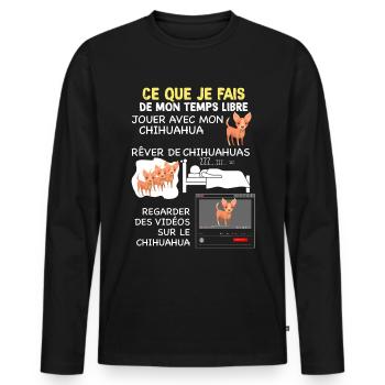 Temps Libre Avec Chien Chihuahua - T-shirt manches longues Premium bio Homme - noir - Devant - Nico (187cm)