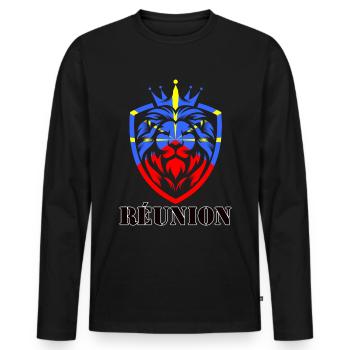 Reunion Lion Reunion flag King Lion - Men's Premium Organic Long Sleeve Shirt - black - Front - Nico (187cm)