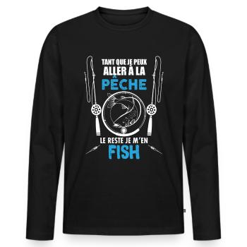 pêcheur cadeaux de pêche - T-shirt manches longues Premium bio Homme - noir - Devant - Nico (187cm)