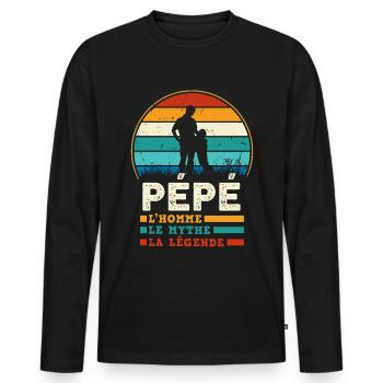 Mon Pépé est Une légende Cadeau drôle papi - T-shirt manches longues Premium bio Homme - noir - Devant - Nico (187cm)