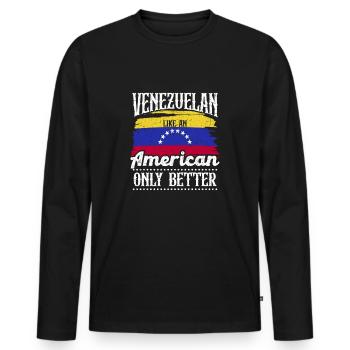 Venezuelan South America Country of origin Latin America - Men's Premium Organic Long Sleeve Shirt - black - Front - Nico (187cm)
