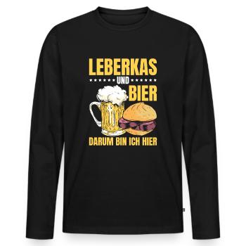 Leberkas Und Bier Darum Bin Ich Hier Leberkäse - Männer Premium Bio Langarmshirt - Schwarz - Vorne - Nico (187cm)