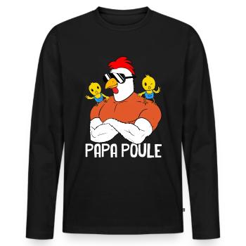 Papa poule Et Enfants Poussins Cadeau Homme - T-shirt manches longues Premium bio Homme - noir - Devant - Nico (187cm)